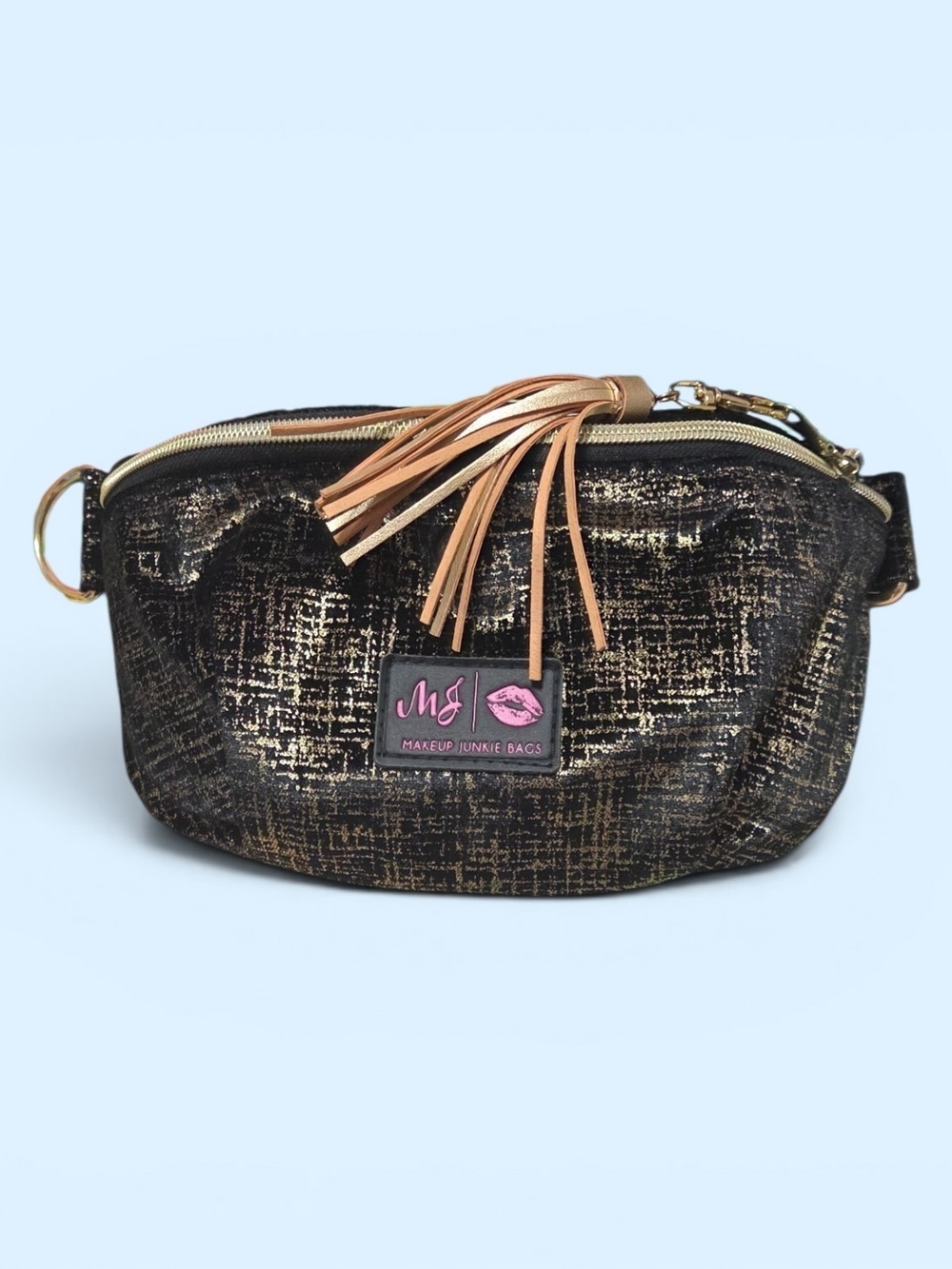 Makeup Junkie Bags Black & Gold Sidekick Bag